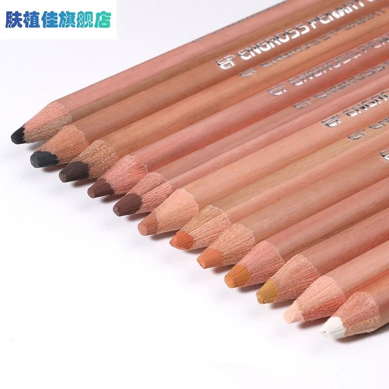 普乐斯12色肤色肖像专业绘画色粉铅笔水溶彩铅R笔暗色系碳画包邮
