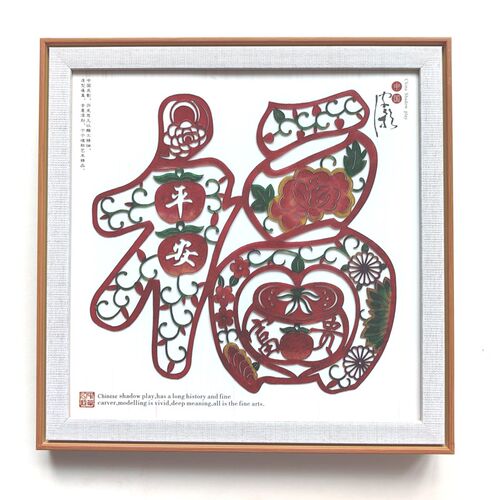 皮影戏大镜框摆台陕西西安旅游纪念品特色工艺P品皮影镜框摆件礼