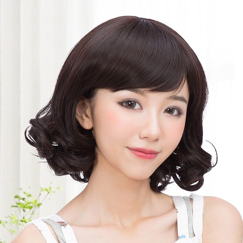 假发女中长发梨花头短卷发全头套锁骨发套式气质造U型网红波浪时