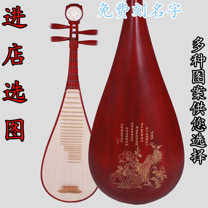 专业成人琵琶乐器 儿童琵琶乐器z 初学 练习琵琶琴 红木色琵琶乐