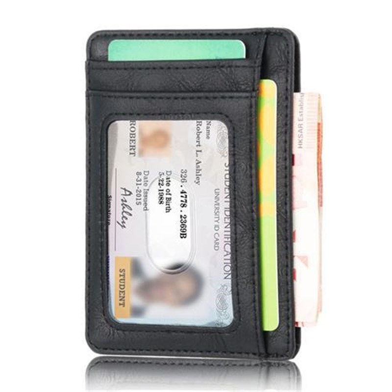 Slim RFID Blocking Leather Wzallet Credit ID Card Holder Pur
