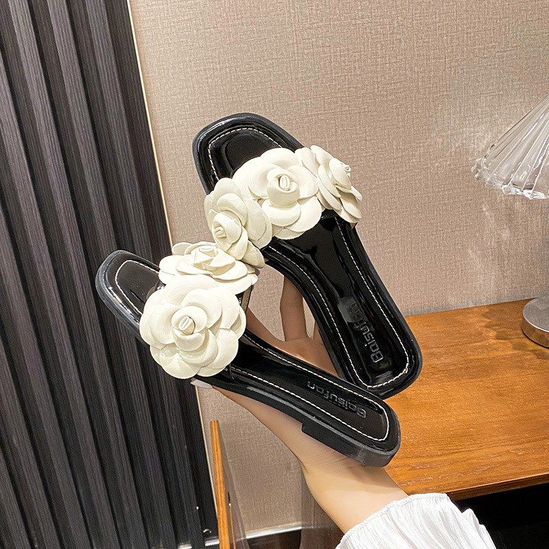 2024年新款拖鞋女夏季外穿x仙女风花朵平底拖鞋防滑软底休闲一字,女鞋,一字拖,淘宝优惠券,粉丝福利购,淘宝优惠卷