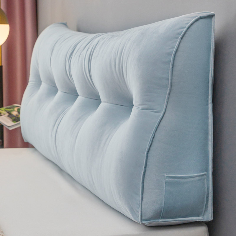 网红床头靠枕沙发大靠垫2u023新款三角床上靠背枕榻榻米软包天蓝