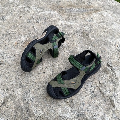 夏季户外运动登山凉鞋护趾防滑儿童溯溪沙L滩鞋魔术贴包头凉鞋男