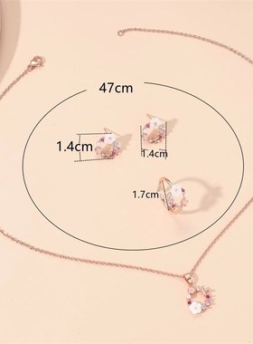 4 Pieces Rose Gold-color Lady Flower FashionP Accessories Zi