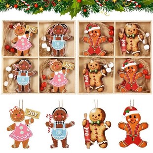 Gingerbread Pendants Wooden Tree Gnomes Xmas Man Christcmas