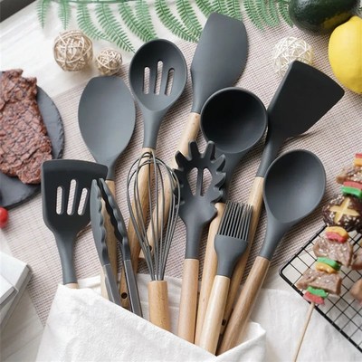 12PCS Food Grade Silircone Kitchen Cookware Utensils Turner
