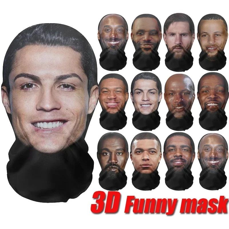3D CR7 Messi Seamless Mask Funny Face PrLinted Head Scarf Fa