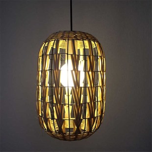 实木藤木竹编吊灯 藤艺麻线竹编吊灯亚泰式 宣汉县工程定制中式 风格