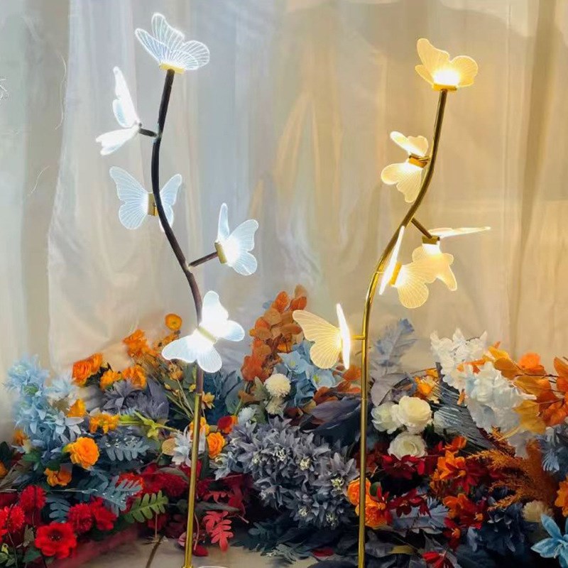 新款婚庆道具S蝴蝶路引灯婚礼发光舞台场景布置活动氛围装饰路引