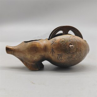 古玩仿古老式龙纹墨斗摆件复古纯铜仿民国真品古董墨斗收藏工艺品