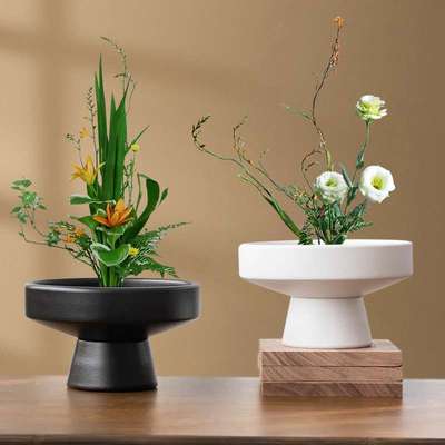 插花器剑山桌面绿植盆水培香石斛胧月菖蒲陶瓷大中小花盆桌面陵星
