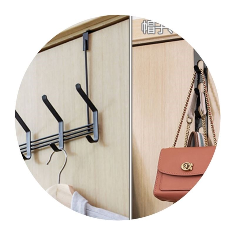 Wrought iron double row hook behind the dooPr hanger door挂