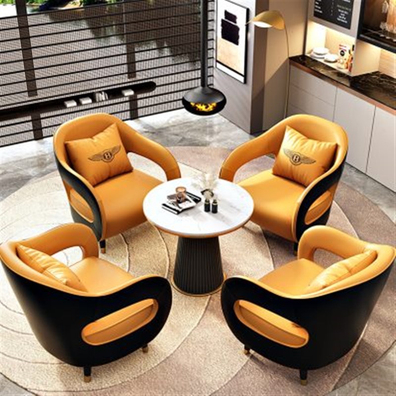 售楼处轻奢沙发茶几组合酒店大堂休息区前台商务接待会客洽谈桌椅