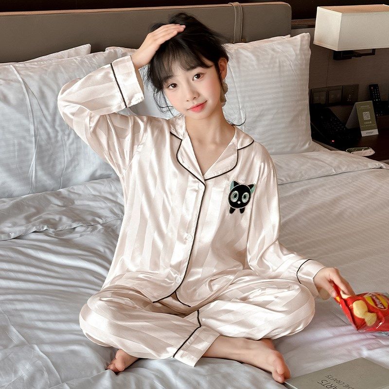 女童冰丝睡衣春秋夏季儿童长袖家居服套装卡通女孩薄款休闲空调服,童装/婴儿装/亲子装,家居服套装,淘宝优惠券,粉丝福利购,淘宝优惠卷