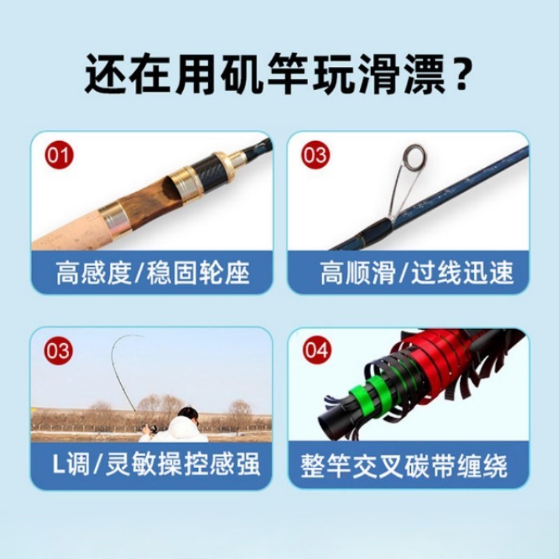 路滑竿大导环滑漂竿矶钓竿L调B碳素路亚纺车轮远投路亚竿套装