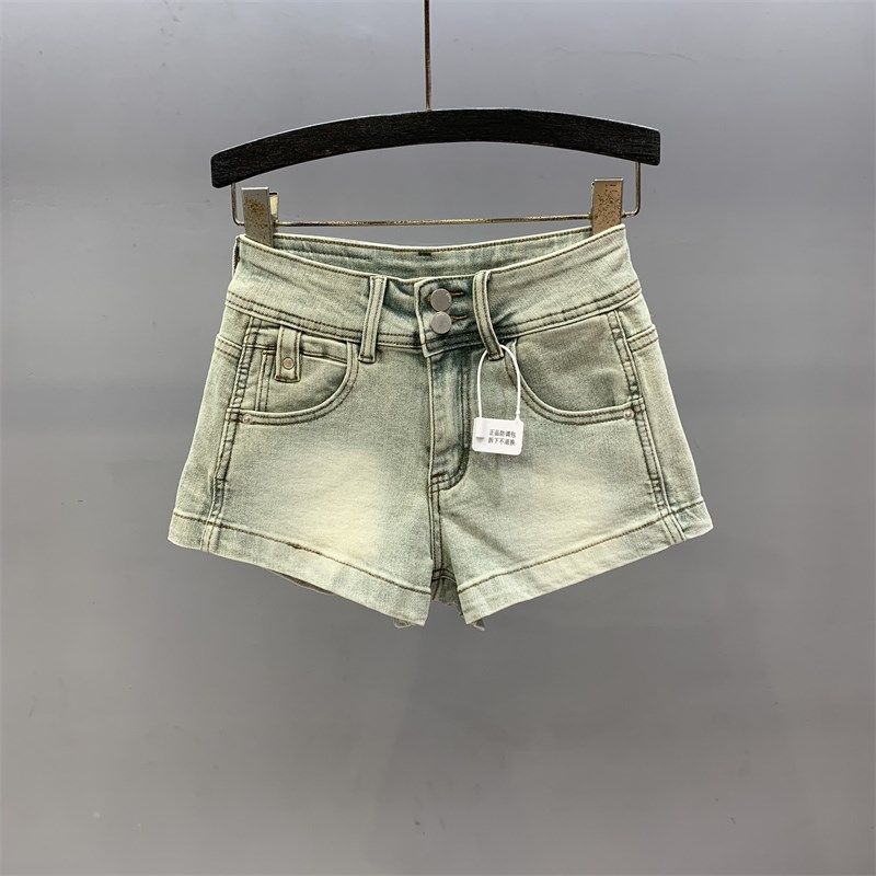 复古气质辣妹牛仔短裤女2025夏季新款高腰修身显瘦小个子a字热裤
