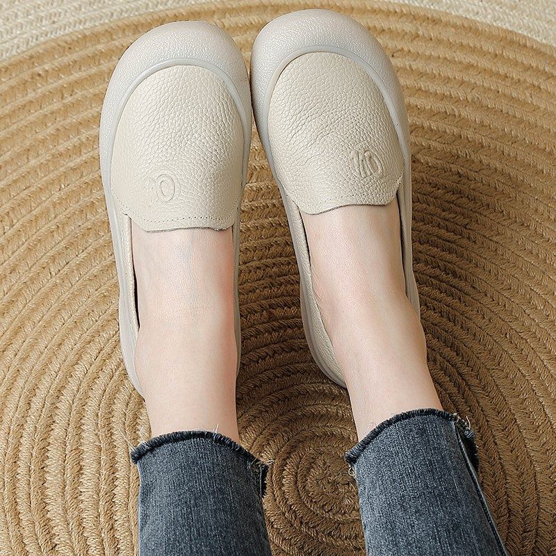 真牛皮2025春季新款鞋子女中老年休闲妈妈鞋舒适百搭软底厚底单鞋