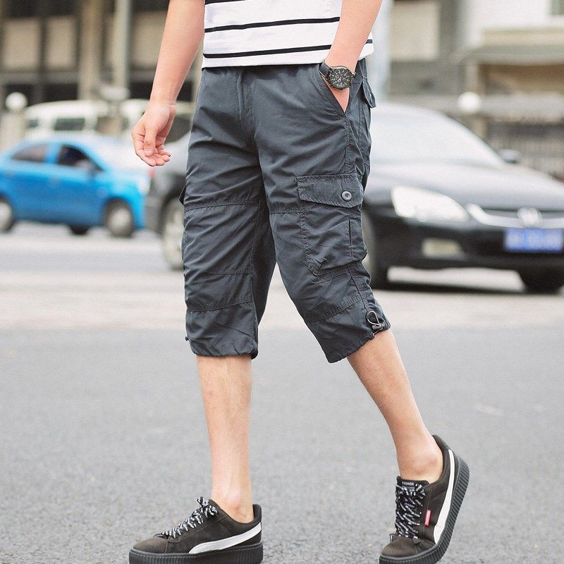 夏季工装裤子薄款宽松短裤多口袋中裤户外休闲运动七分裤男马裤潮,男装,休闲裤,淘宝优惠券,粉丝福利购,淘宝优惠卷