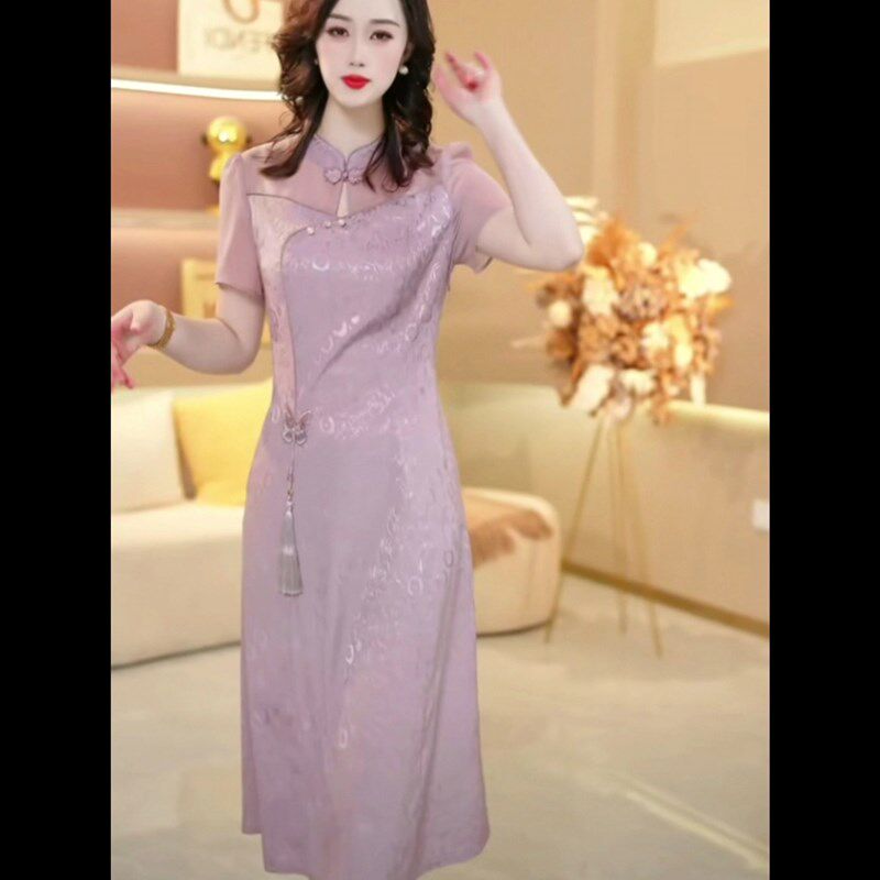 新中式国风改良旗袍连衣裙2024新款女夏高端减龄修身显瘦短裙裙子