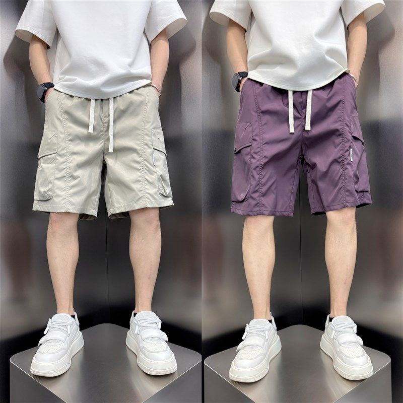 夏季薄款凉感速干短裤宽松工装大口袋五分裤男美式休闲户外沙滩裤,男装,短裤,淘宝优惠券,粉丝福利购,淘宝优惠卷