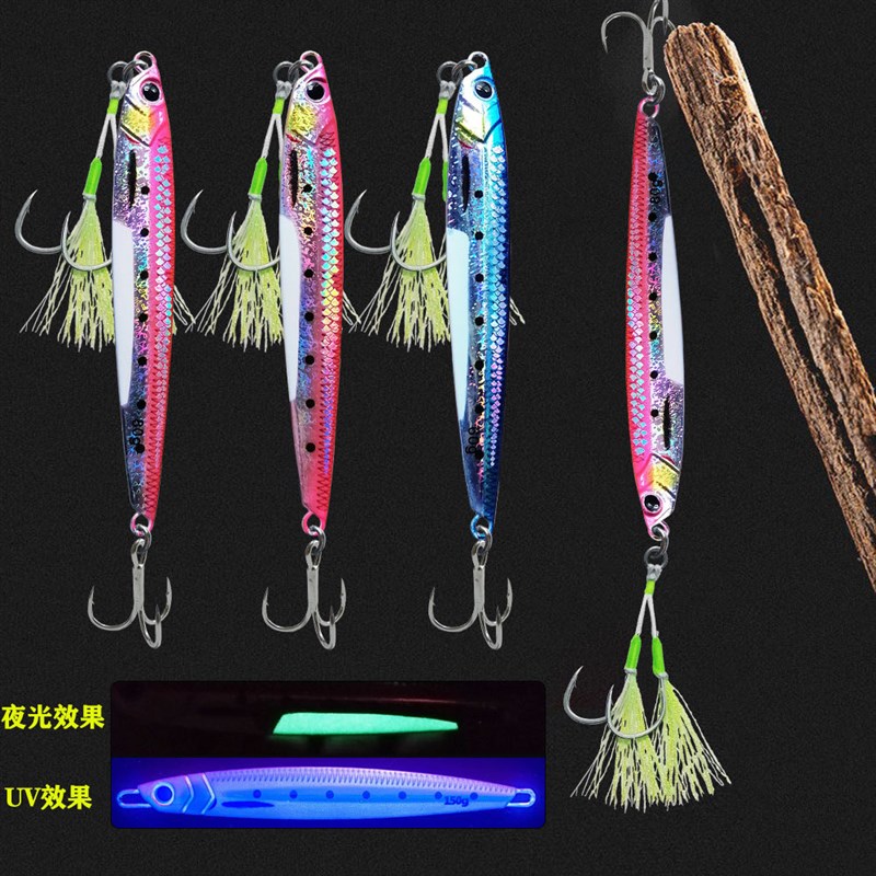 60g/12.5cm 80g残鳞3D打印夜光快抽马鲛鲅鱼海狼铁板路亚饵加强钩