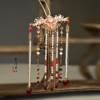 裳容手作古装汉服后压长流苏保色铜古风头饰压鬓簪复古宫廷风发饰