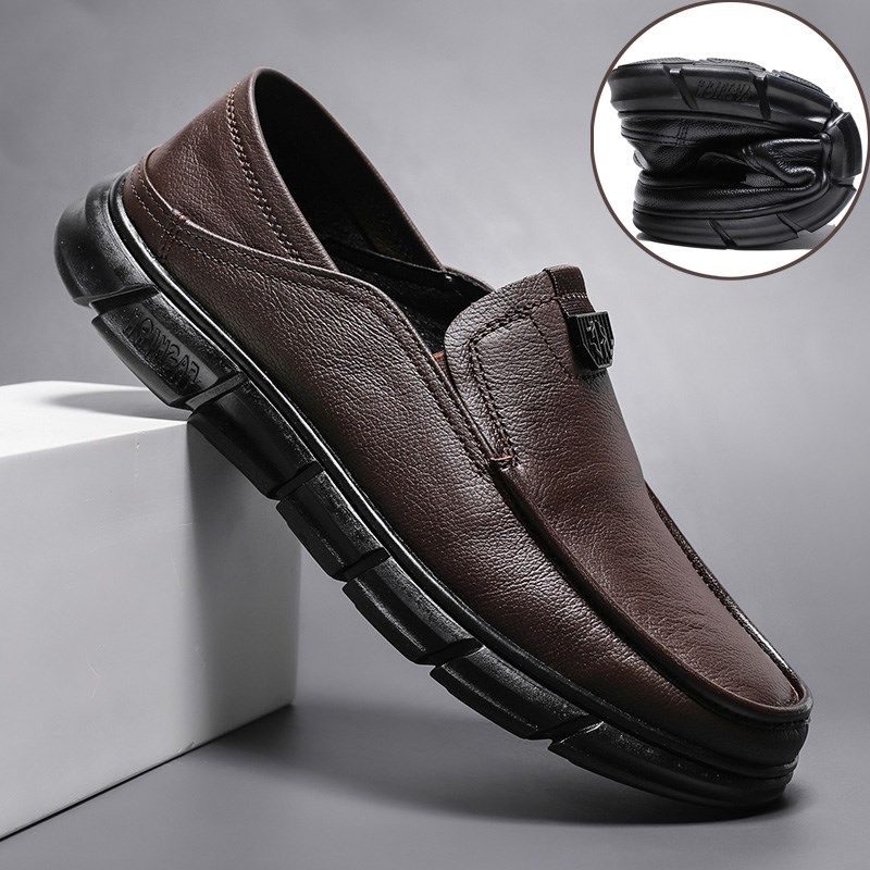 头层牛皮男鞋商务男士休闲鞋真皮豆豆鞋一脚蹬懒人皮鞋软底爸爸鞋,流行男鞋,休闲皮鞋,淘宝优惠券,粉丝福利购,淘宝优惠卷