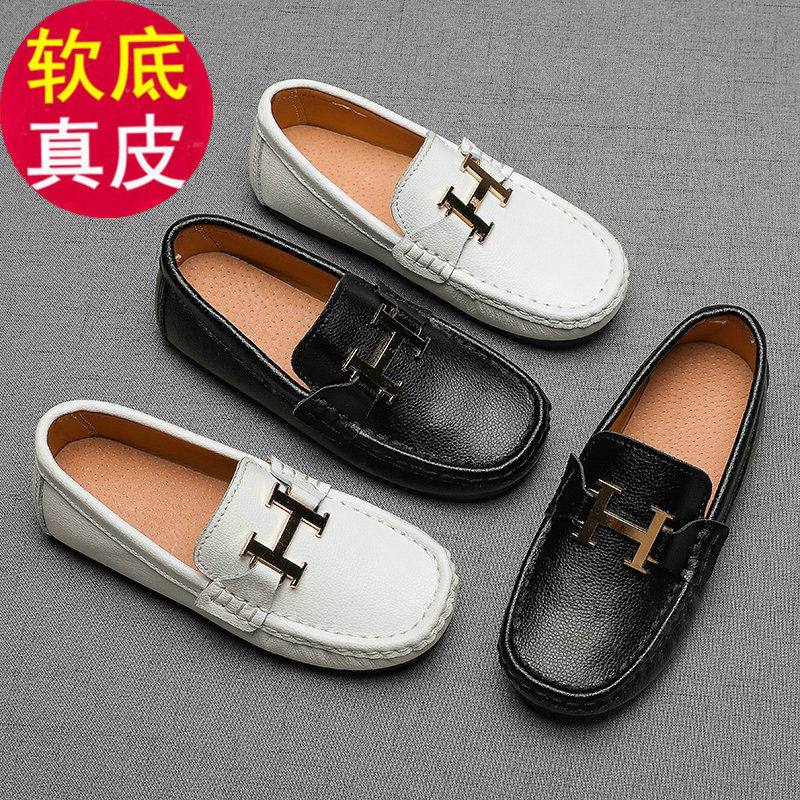 儿童黑皮鞋男童真皮软底男孩演出一脚蹬豆豆鞋秋冬加绒女童小皮鞋,童鞋/婴儿鞋/亲子鞋,皮鞋,淘宝优惠券,粉丝福利购,淘宝优惠卷