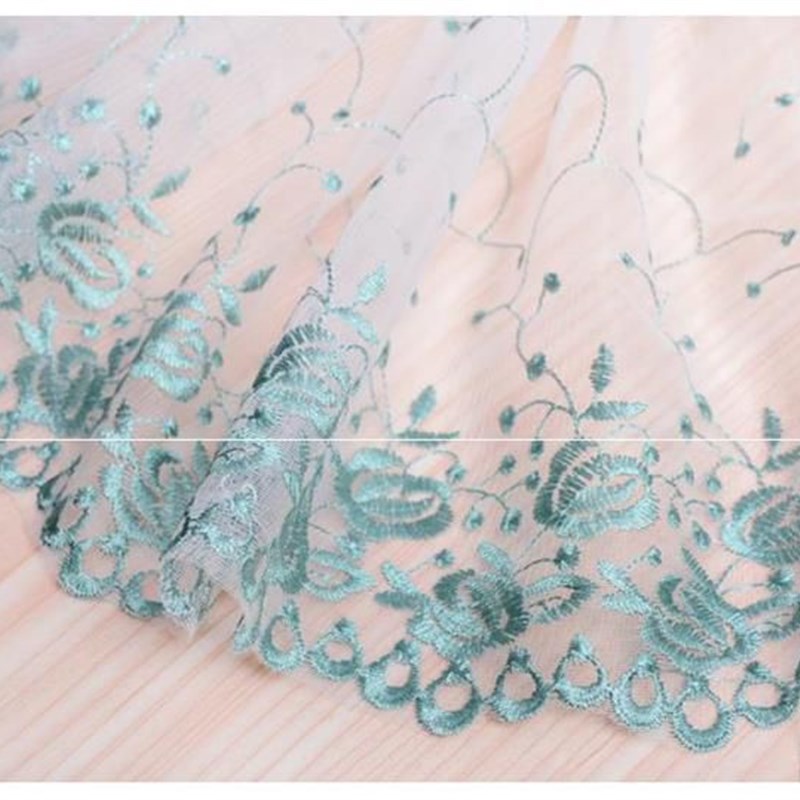 刺绣网蕾丝花边纱布料床裙清新面料裙边装饰品缝接底部带窗帘辅料