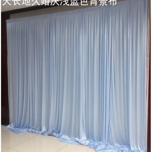 新款婚庆纱幔背景布置婚庆道具舞台装饰打底布浅蓝色布幔用品