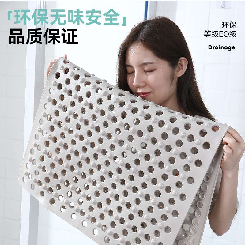 长方形浴室环保地垫家用淋浴房洗澡防摔防滑垫吸盘大孔按摩脚垫