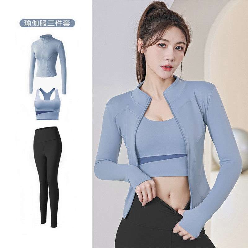 秋冬健身服女户外运动晨跑步外套专业训练跳绳长袖瑜伽服上衣套装