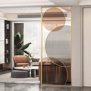 轻奢不锈钢屏风客厅入户门艺术玻璃镂空遮挡洗漱台卫生间半墙隔断