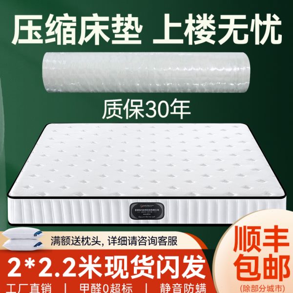 海马飞雪真空压缩床垫15cm厚家用席梦思卷包弹簧2米x2米2m大床垫