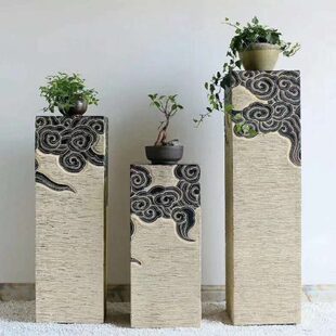 石雕云彩柱子青石仿古祥云柱石雕百福柱子栓马桩大理石柱子墩装饰