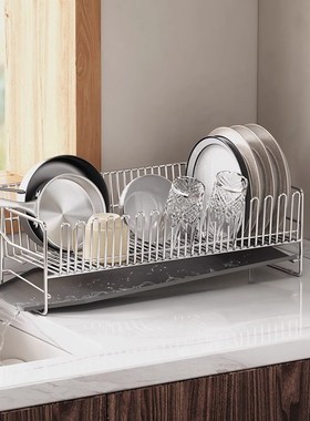 不锈钢新b款碗碟架沥水架晾碗架窄边碗筷碗盘碗碟收纳架沥水碗架