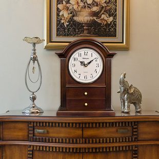 威灵顿座钟 客厅抽屉木钟欧式复古钟大号台钟实木钟表创意摆件