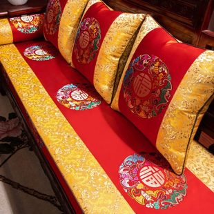 红木沙发坐垫中式家具座垫罗汉床垫子套罩五件套三人位实木沙发垫