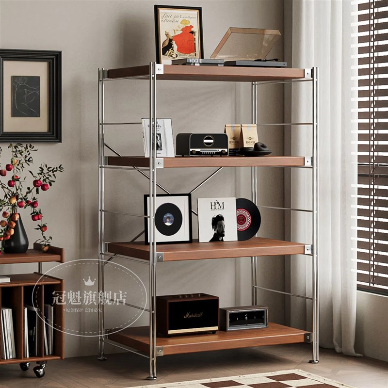 日式原木风置物架k家用落地收纳架书本商品陈列展示架厨房储物架