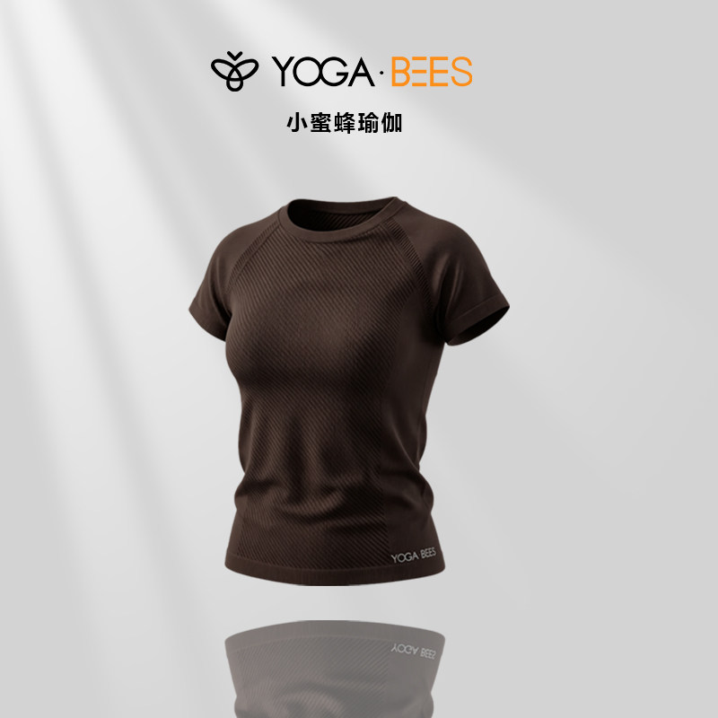 Yogabees小蜜蜂瑜伽无缝短袖运动TX恤秋季圆领XH175