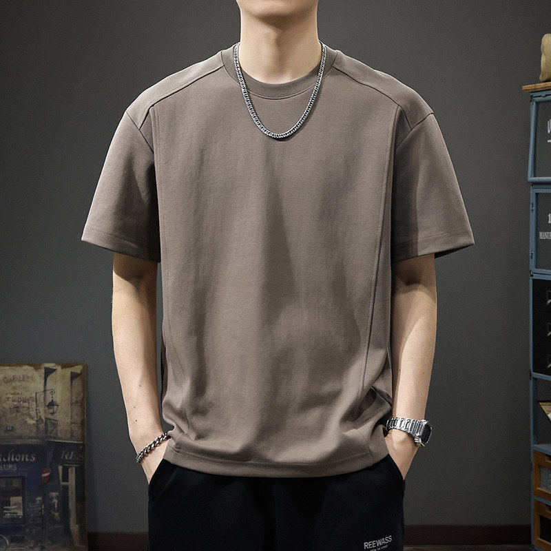 短款重磅上衣短袖t恤男2026夏季新款不规则高级宽松男士半袖体恤