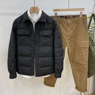 2025冬季新款修身羽绒服夹克男款潮牌短款棉服轻薄百搭翻领外套男