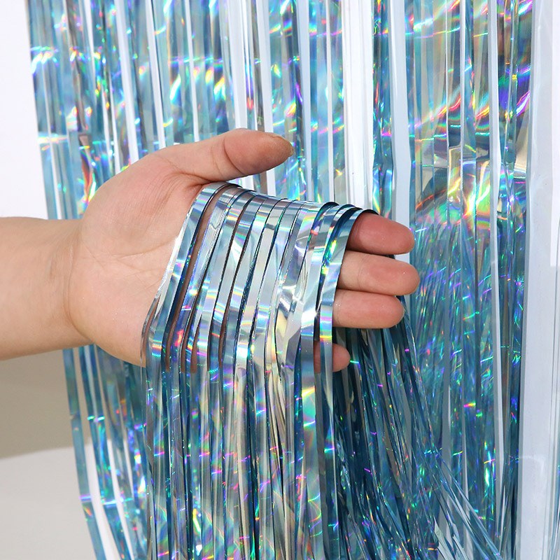 1*2M Party Backdrop Metallic Foil Fringe Tinsel Curtain. Adu
