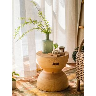 木墩凳实木茶几床头柜花架底座木桩根雕矮凳换鞋凳侘寂风木头墩子