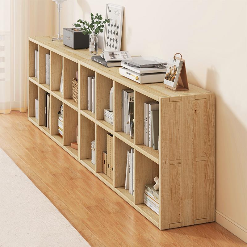 实木书架落地置物架幼儿园书柜一体靠墙儿童格子柜客厅简易收纳柜