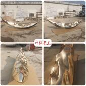 酒店大堂玄关大型玻璃钢月亮船造型落地雕塑售楼处抽象摆件电镀金