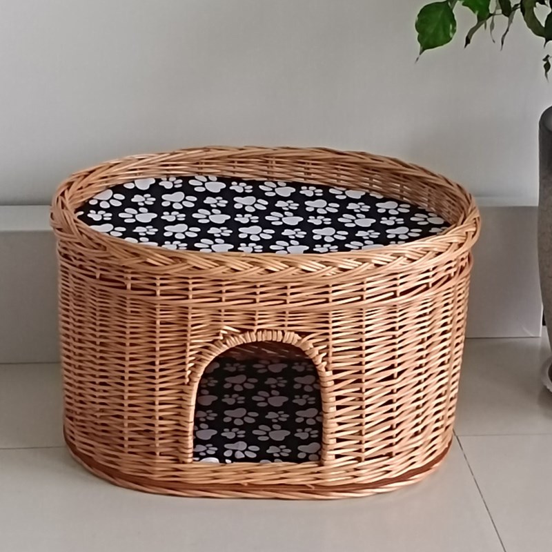 猫窝藤编猫房子四季通用猫别墅透气宠物窝上下两层猫屋小型犬狗窝