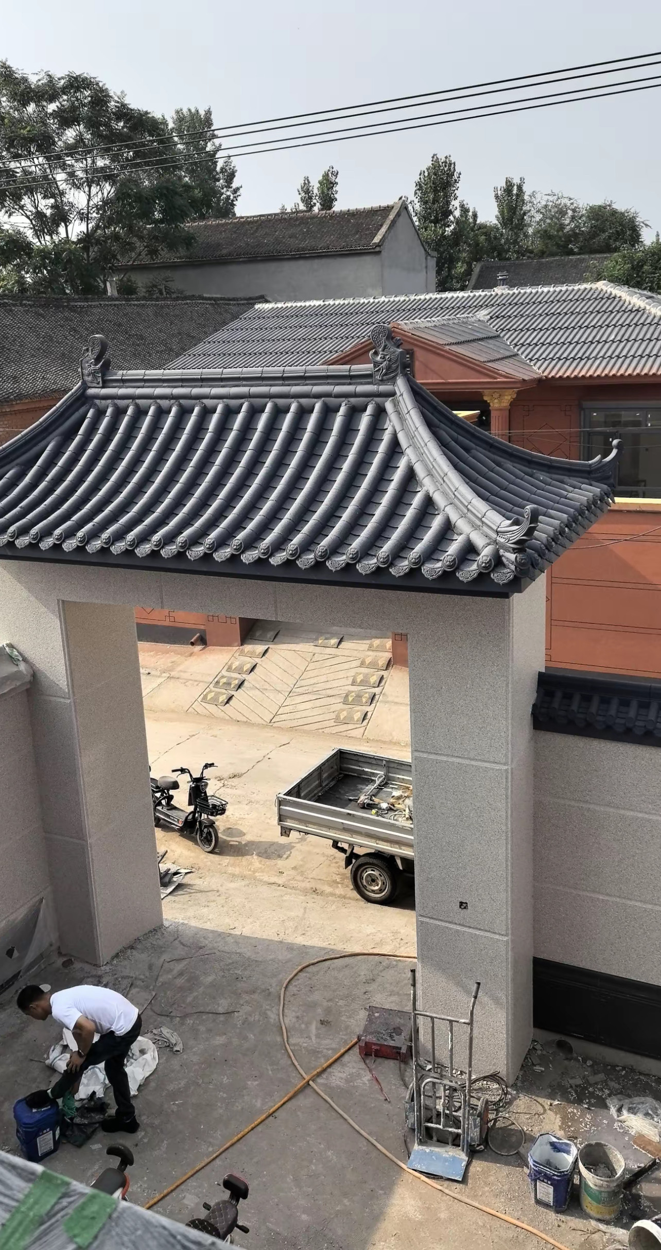 中式仿古小青瓦徽派古建屋檐瓦片屋顶装饰瓦