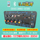 大功率车载蓝牙功放板低音炮家庭音响主板双话筒功能12V24V220V